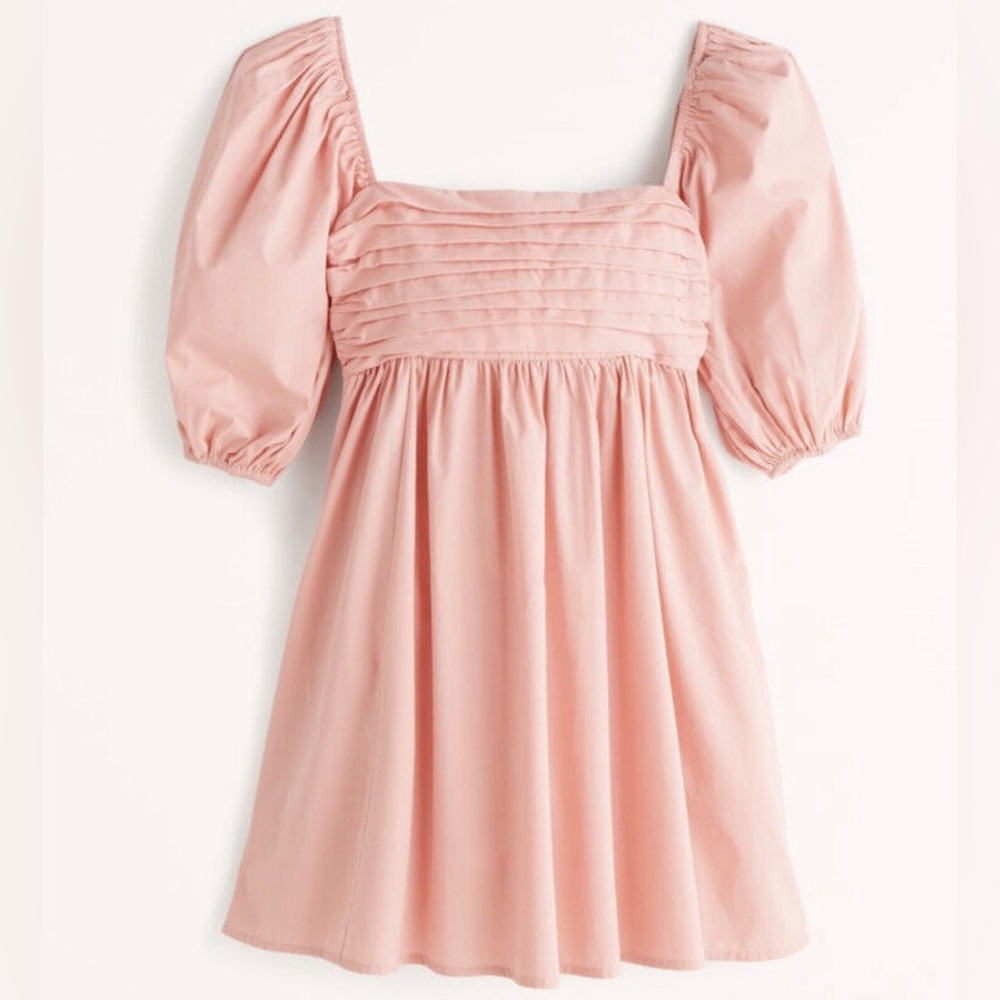 Abercrombie Emerson Poplin Puff Sleeve Mini Dress (S Pink)